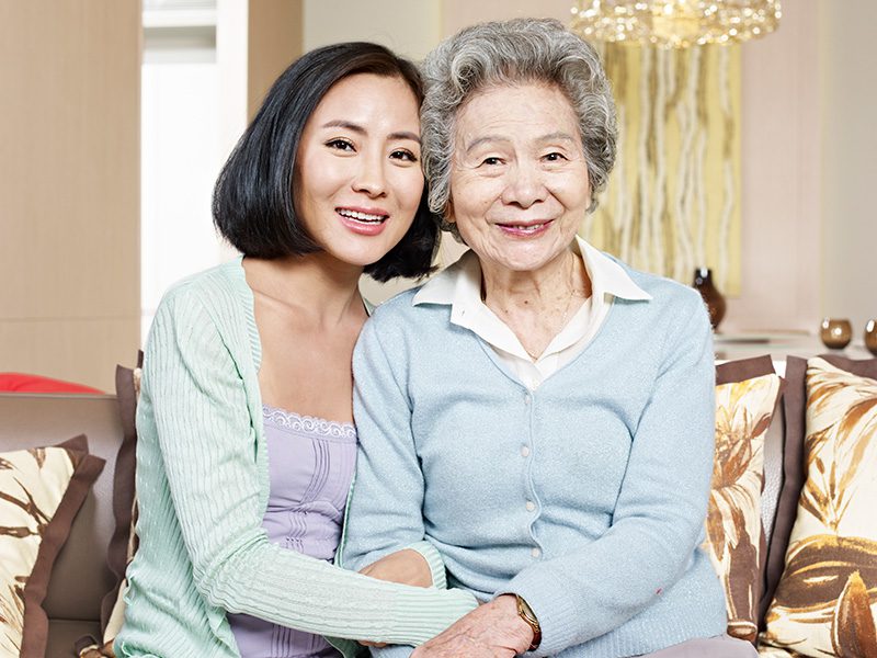 Mother and Daughter Sitting Together